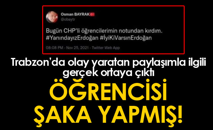 Trabzon'da olay olan paylaşımla ilgili gerçek ortaya çıktı!