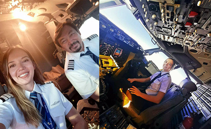 Hayali gerçek oldu, babasıyla aynı kokpitte uçtu