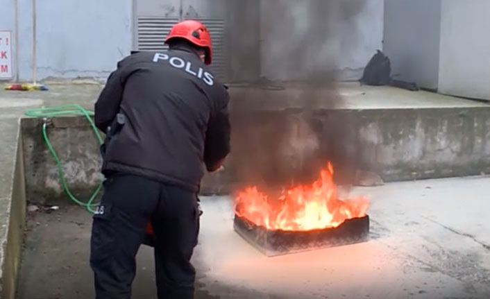 Trabzon Emniyetinde yangın tatbikatı