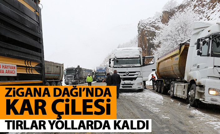 Zigana Dağı'nda kar çilesi! Bir çok tır yolda kaldı