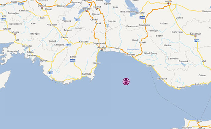 Akdeniz'de 5,3 büyüklüğünde deprem