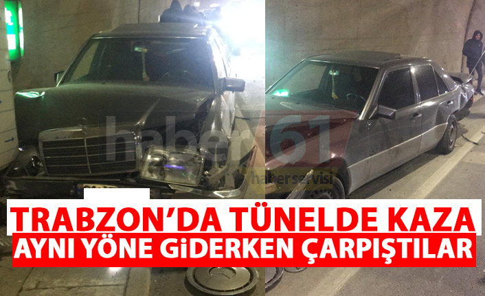 Trabzon'da tünelde kaza! Araç ters yöne döndü