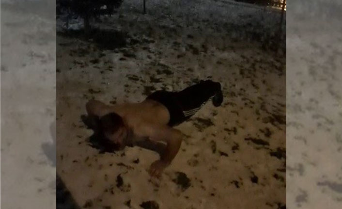 Manuş Baba’ya dondurucu soğukta şınavlı tepki