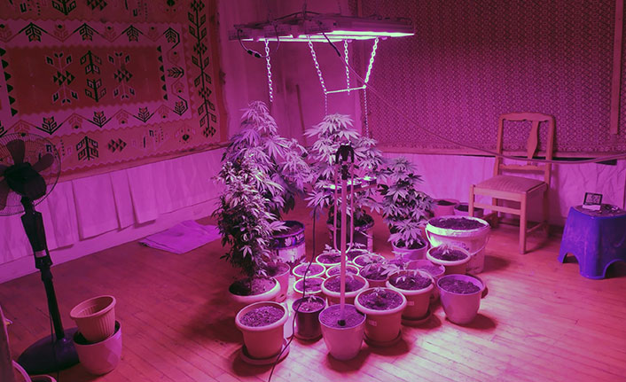 Evini uyuşturucu imalathanesine çevirmiş