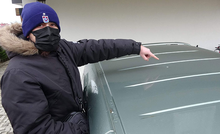 Trabzon'da yorgun mermi aracın tavanına isabet etti