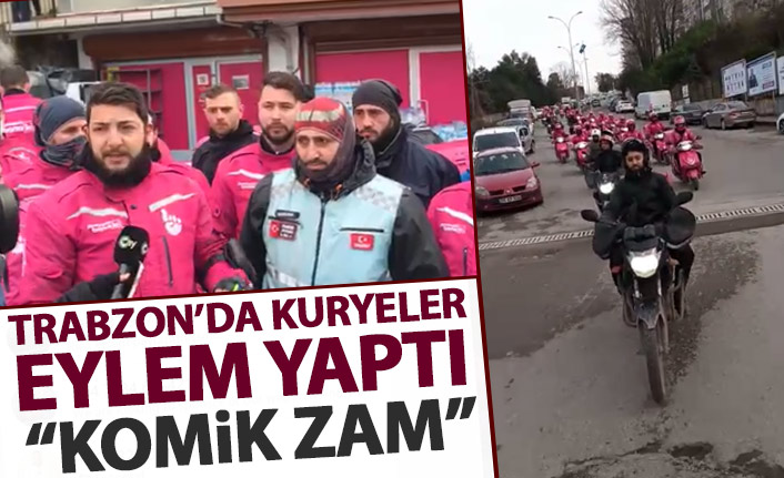 Trabzon’da kuryeler eylem yaptı: Bu komik zamdan geri dönsünler