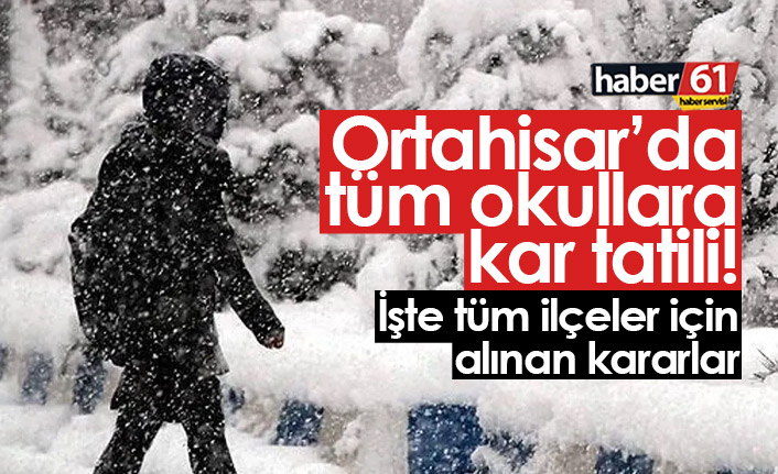 Trabzon'un merkezinde tüm okullara kar tatili! Diğer ilçeler ise tek tek açıklandı!