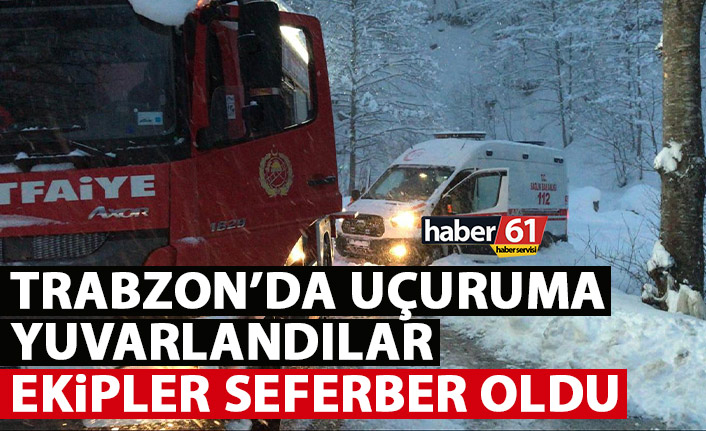 Trabzon'da yaylada karlı yoldan uçuruma yuvarlandılar! Ekipler kurtarmak için seferber oldu