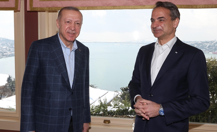 Cumhurbaşkanı Erdoğan Miçotakis'i kabul etti