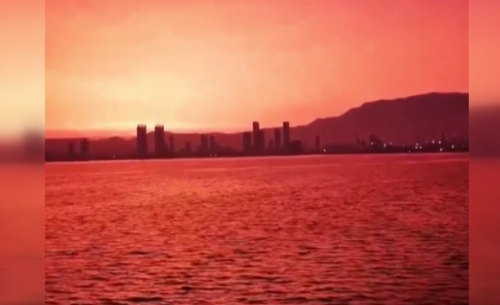 Gökyüzü kızıla boyandı. Video Haber