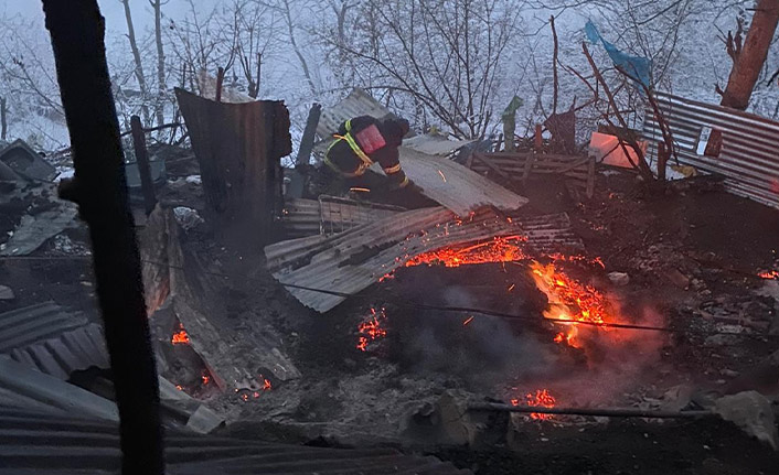 Artvin'de iki katlı ev küle döndü