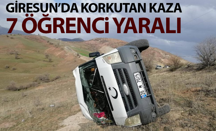 Giresun'da öğrenci servisi devrildi! Yaralılar var