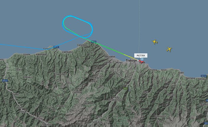 Trabzon semalarında heyecanlı anlar! Uçak defalarca tur attı