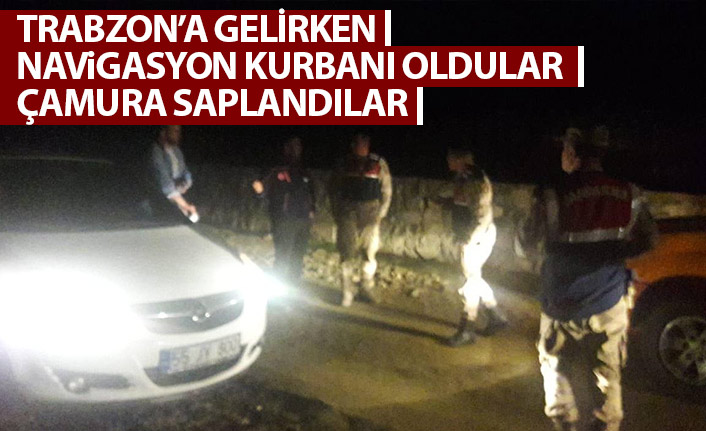 Trabzon'a gelirken navigasyon kurbanı oldular! Çamura saplandılar