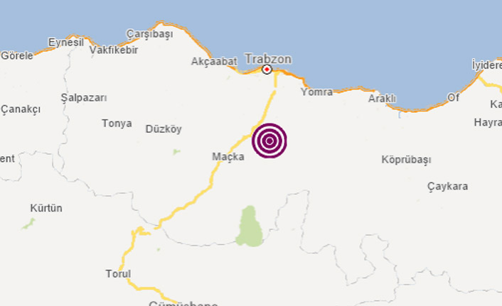 Trabzon’un Maçka ilçesinde sabah saatlerinde deprem"