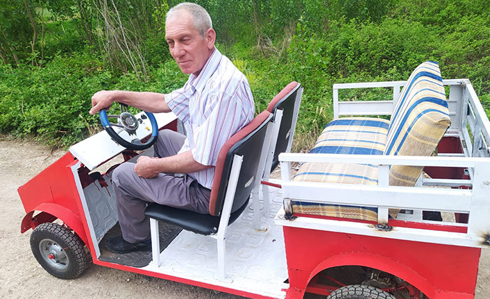 İnşaat ustası hurda malzemelerden otomobil yaptı