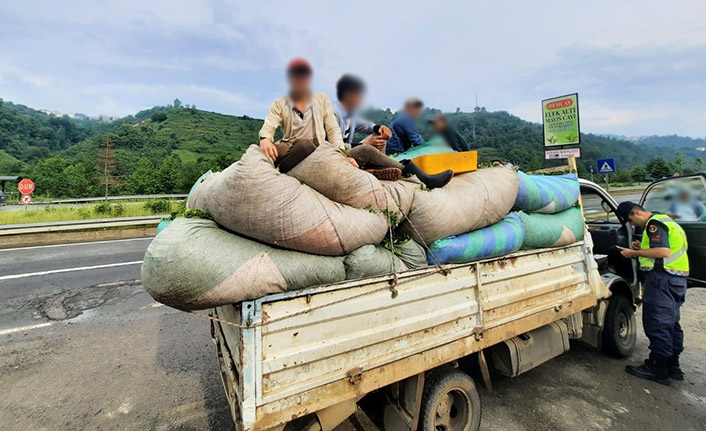 Trabzon'da Jandarma Trafik ekiplerinin durduğu araçta olmaması gereken her şey vardı