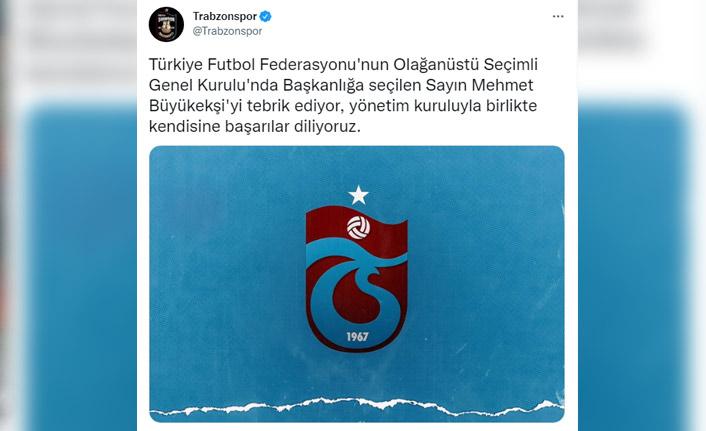 Trabzonspor'dan Büyükekşi'ye tebrik mesajı