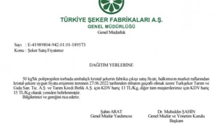 Şekere büyük zam yolda 27 Hazirandan itibaren...