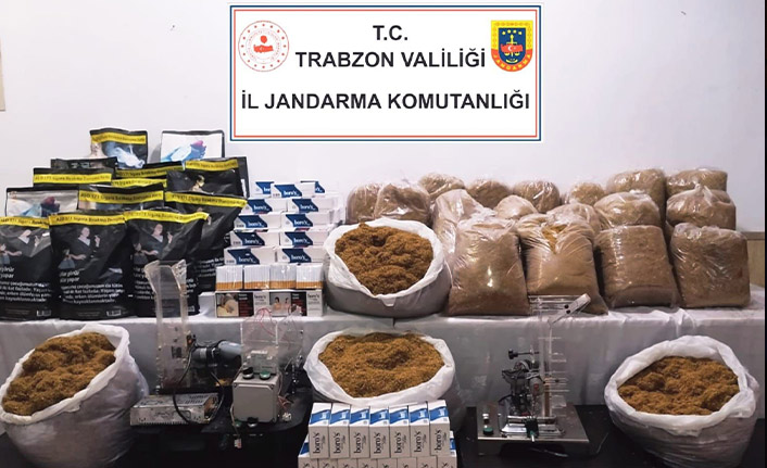 Trabzon'da Jandarma'dan kaçak sigara imalathanesine baskın