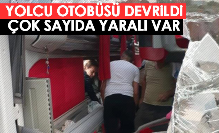 Kayseri'de Yolcu otobüsü yuvarlandı! Çok sayıda yaralı var