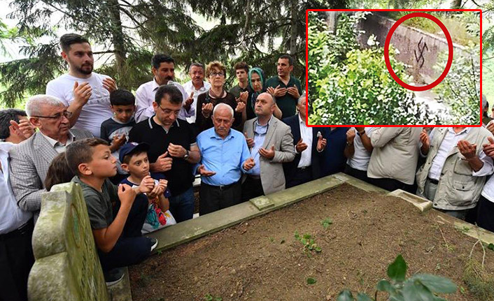 Ekrem İmamoğlu'nun Trabzon'daki aile mezarlığına 'gamalı hac' provokasyonu