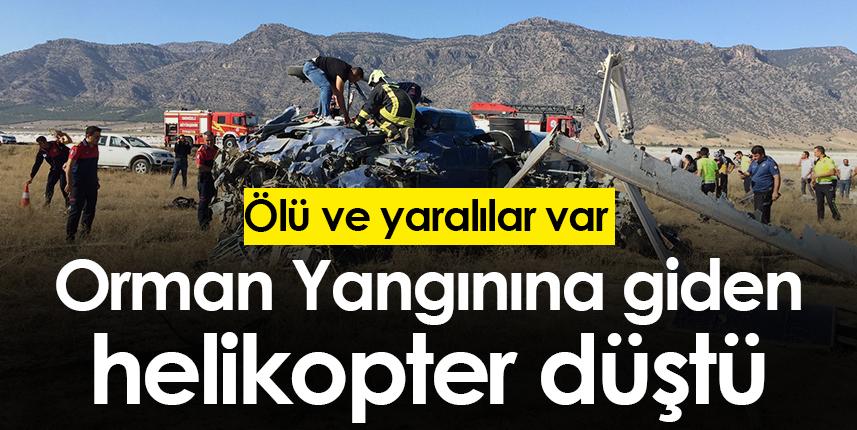 Denizli'de yangın söndürme helikopteri düştü