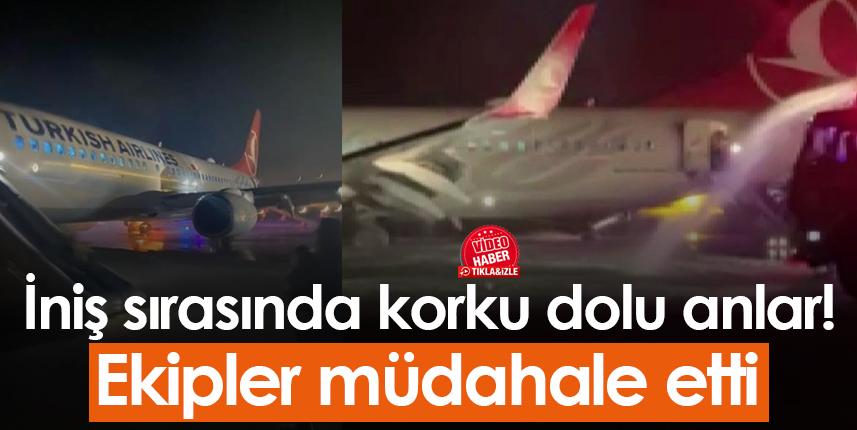 THY uçağının iniş sırasında lastiği patladı