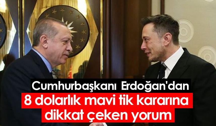 Cumhurbaşkanı Erdoğan'dan 8 dolarlık mavi tik kararına dikkat çeken yorum