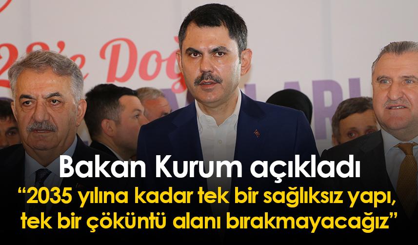 Bakan Kurum açıkladı: “2035 yılına kadar tek bir sağlıksız yapı, tek bir çöküntü alanı bırakmayacağız”