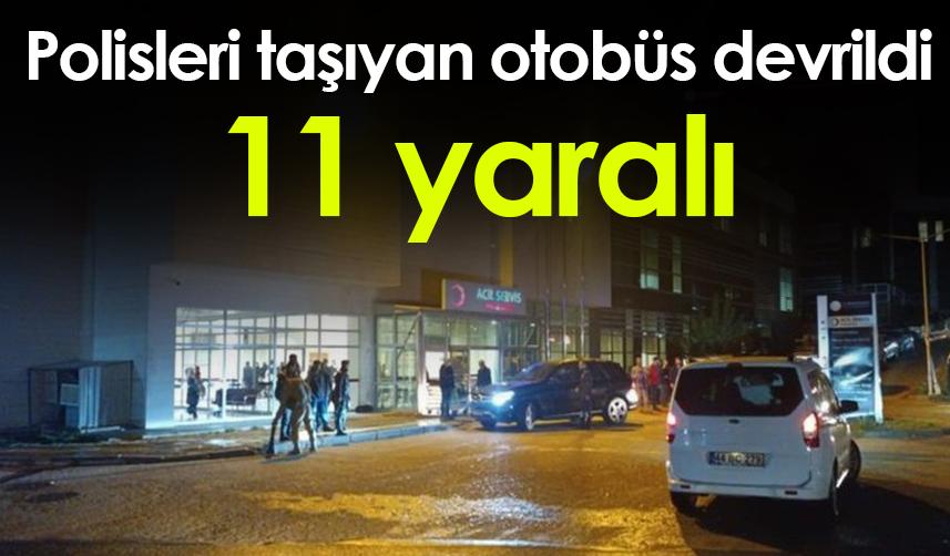 Diyarbakır'da taziye dönüşü polisleri taşıyan otobüs devrildi: 11 yaralı