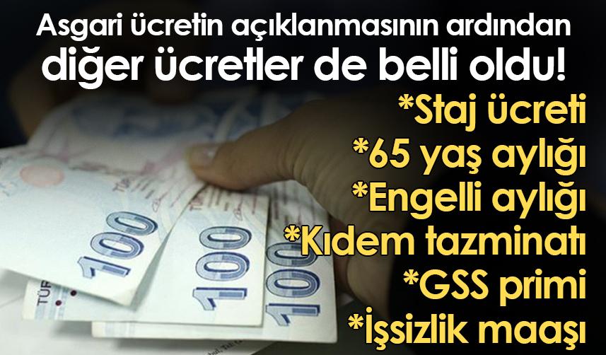Asgari ücretin açıklanmasının ardından diğer ücretler de belli oldu!
