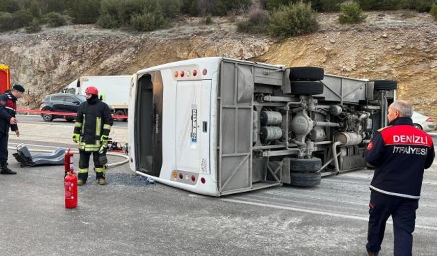 Denizli'de işçileri taşıyan araç devrildi! Ölü ve yaralılar var