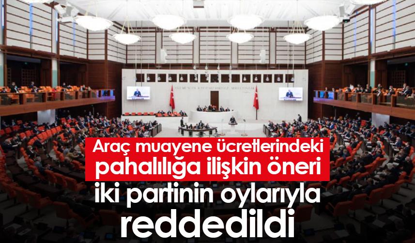 Araç muayene ücretlerindeki pahalılığa ilişkin öneri iki partinin oylarıyla reddedildi