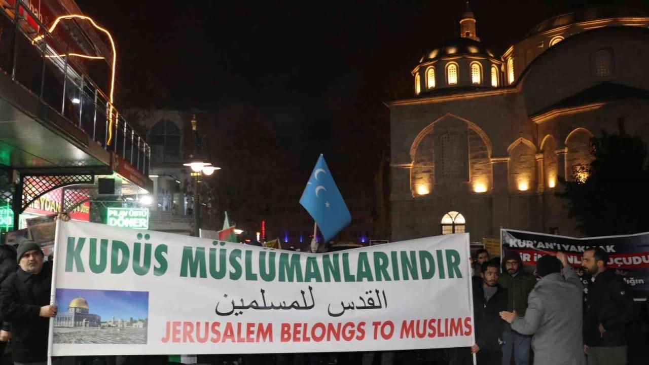 Malatyalılar Kur’an-ı Kerim yakılmasını protesto için yürüdü