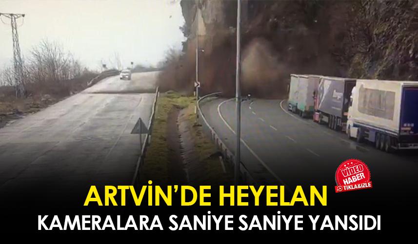 Artvin’de Kopmuş Tüneli girişindeki heyelan kameralara saniye saniye yansıdı