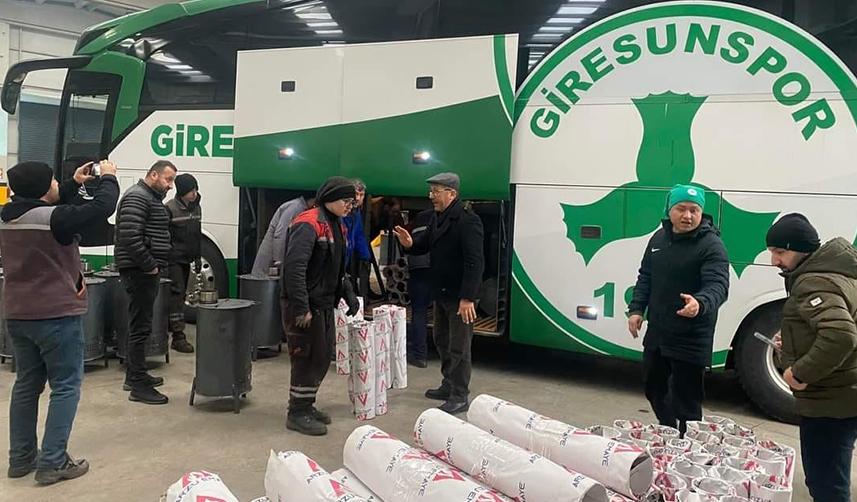 Giresunspor takım otobüsü, deprem bölgesine hareket etti