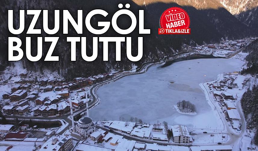Trabzon'da Uzungöl'ün buz tutmuş hali böyle görüntülendi