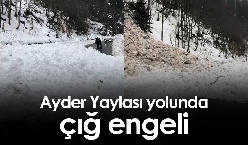 Rize'nin Ayder Yaylası yolunda çığ engeli