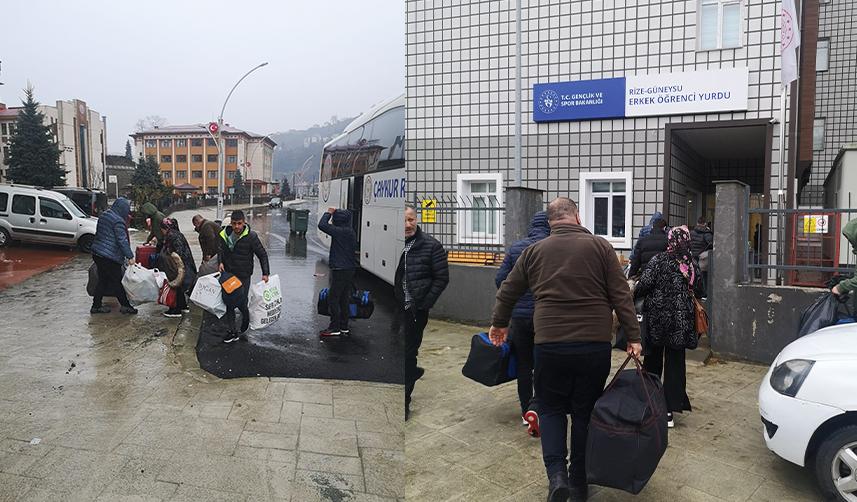 Rize'de depremzedeler yurtlara yerleştiriliyor