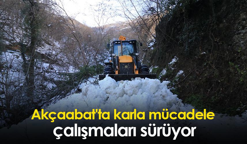 Akçaabat'ta karla mücadele çalışmaları sürüyor