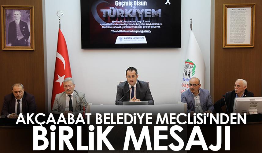 Akçaabat Belediye Meclisi'nden birlik mesajı