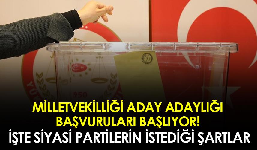 Milletvekilliği aday adaylığı başvuruları başlıyor!