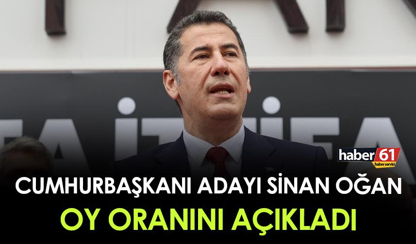 Cumhurbaşkanı Adayı Sinan Oğan oy oranını açıkladı!