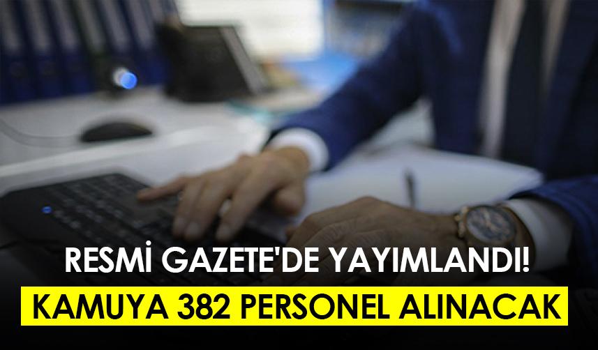 Resmi Gazete'de yayımlandı! Kamuya 382 personel alınacak