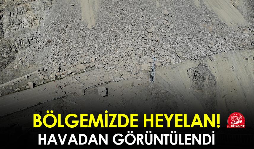 Artvin'de heyelan havadan görüntülendi