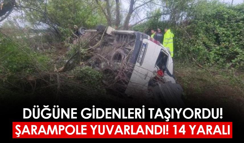 Kocaeli'de düğüne giden minibüs şarampole yuvarlandı! 14 yaralı