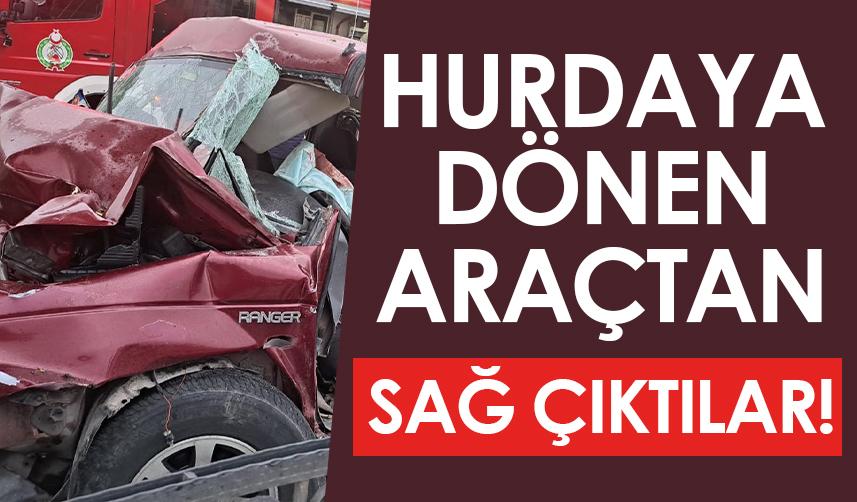 Samsun'da hurdaya dönen araçtan canlı çıktılar