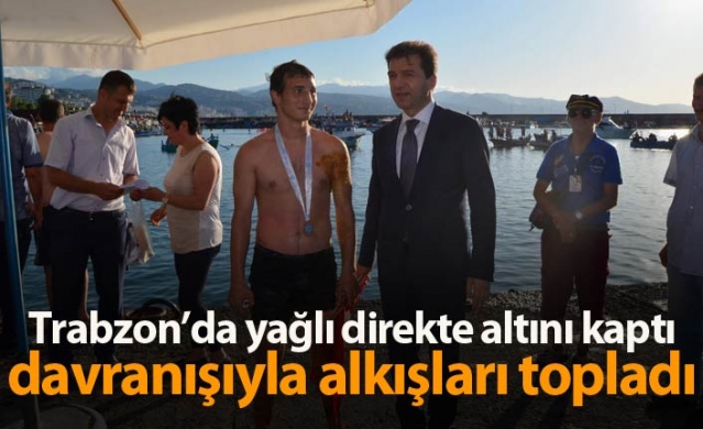 Birinci olan yarışmacıdan alkışlanacak davranış