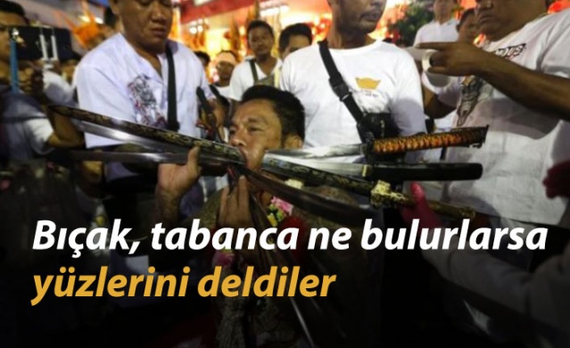 Bıçak, tabanca ne bulurlarsa yüzlerini deldiler